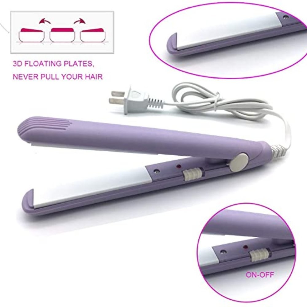 Mini Hair Straightener, Ceramic Flat Iron,Travel Size, Purple